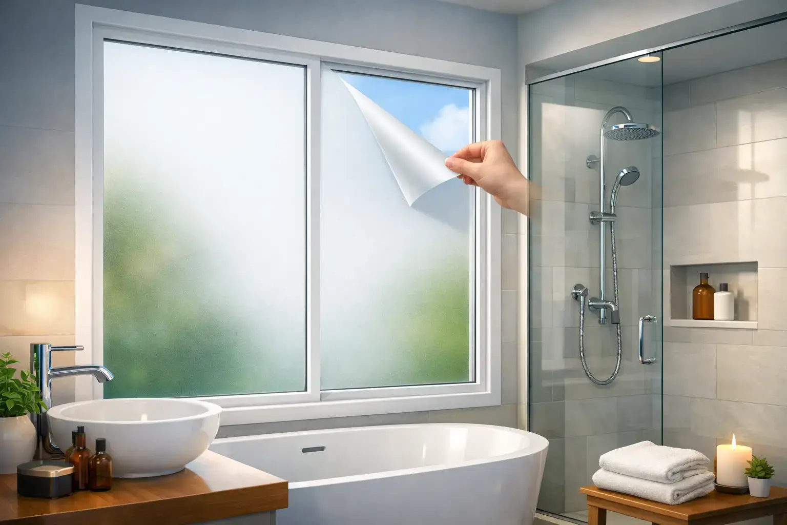 Frosted Glass Film for Bathroom Windows