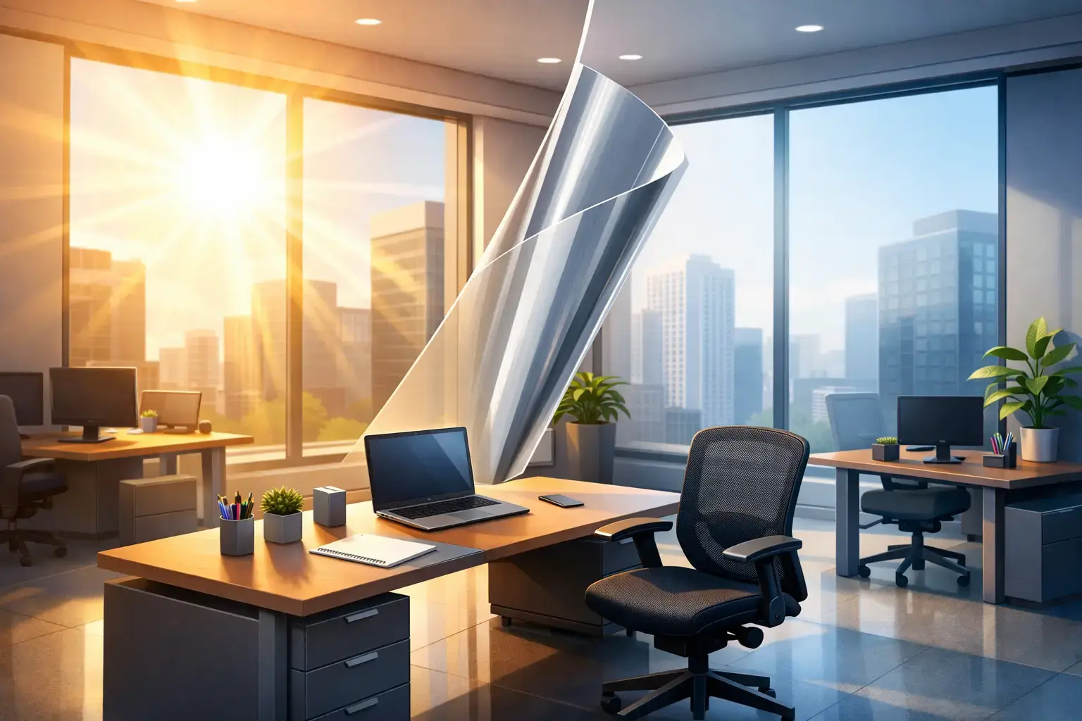 Glare Reduction Window Film for Offices